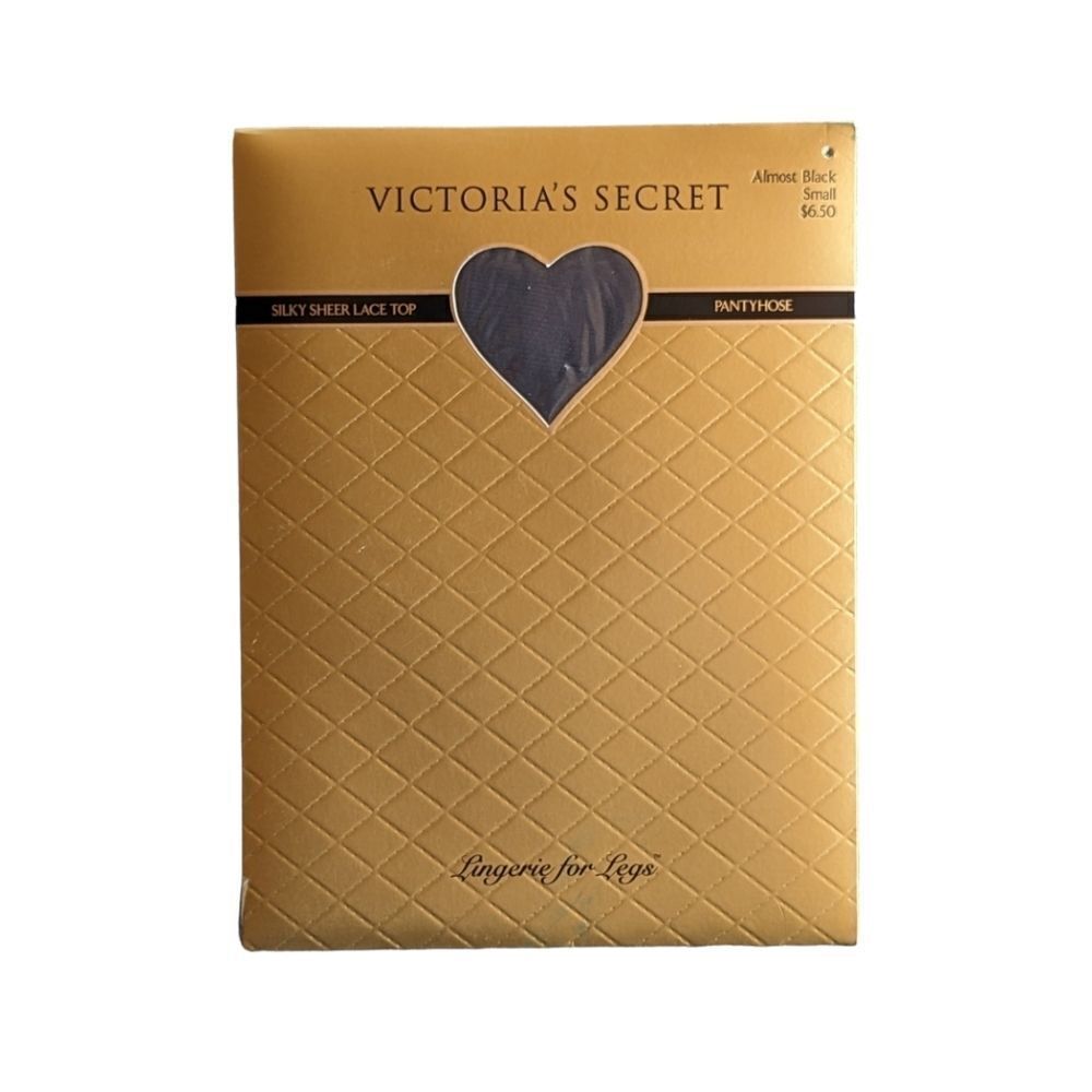 Victoria’s Secret Pantyhose Vintage in Almost Black Sz S Sheer Lace Top‎